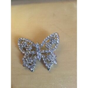Vintage rhinestone silver color butterfly pin‎